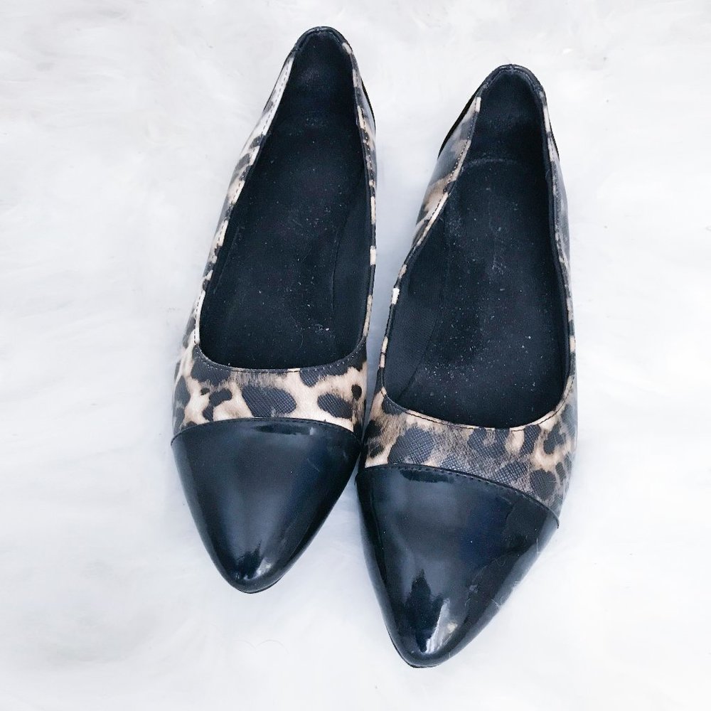 Life Stride Black/Cream Printed Cap Toe Flat